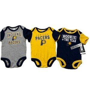 NBA Indiana Pacers Infants 3PK Bodysuit Set 3/6 Months  Officially Licensed